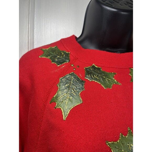 Hanes Her Way Christmas Sweatshirt Pullover Red Vintage Holiday Festive Shirt - Picture 4 of 12
